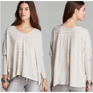 Free People We The Free Pandora Striped Cream Grey Large Sleeve